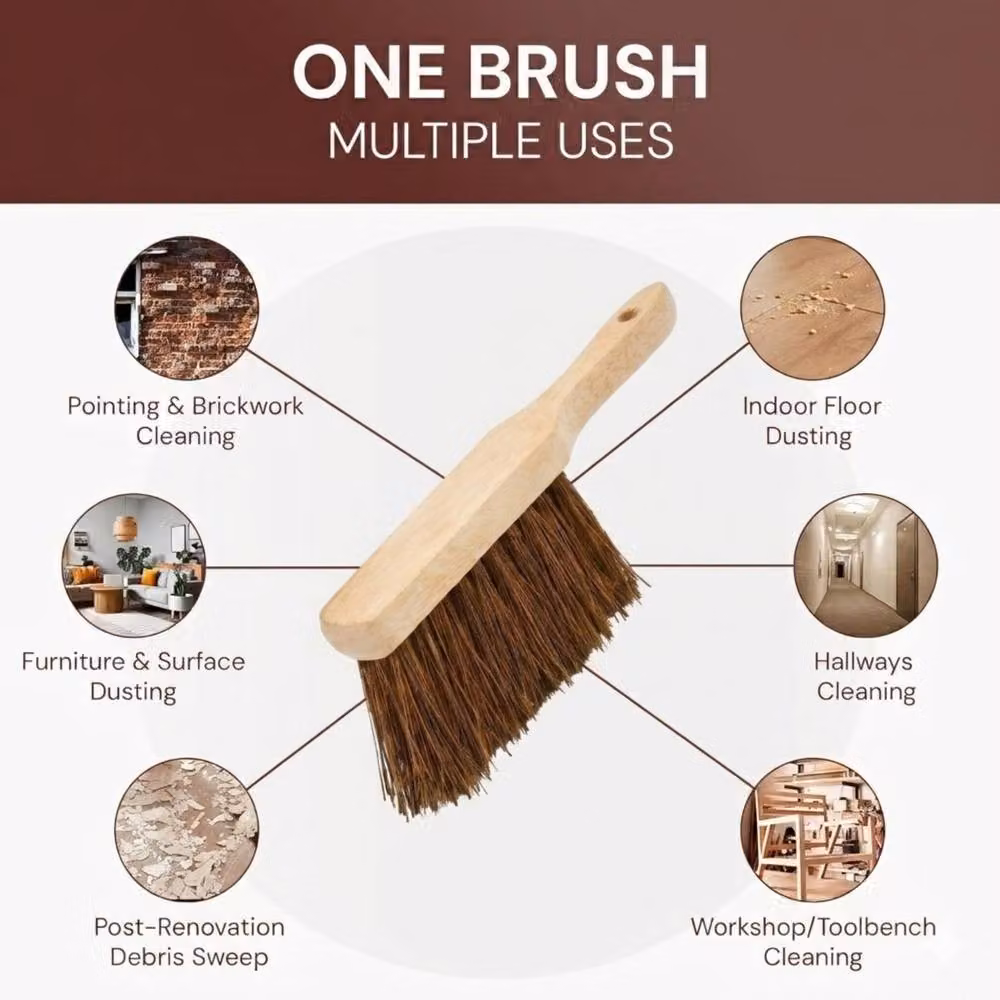 Bedsland Natural Coconut Fibre Hand Brush with Wooden Block, 30.48 cm, Brown and Multicolour – 4