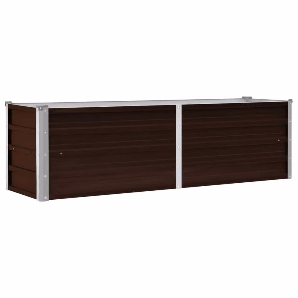 Berkfield Home Garden Brown Galvanised Steel Raised Bed W: 160 cm, D: 40 cm, H: 45 cm – 2