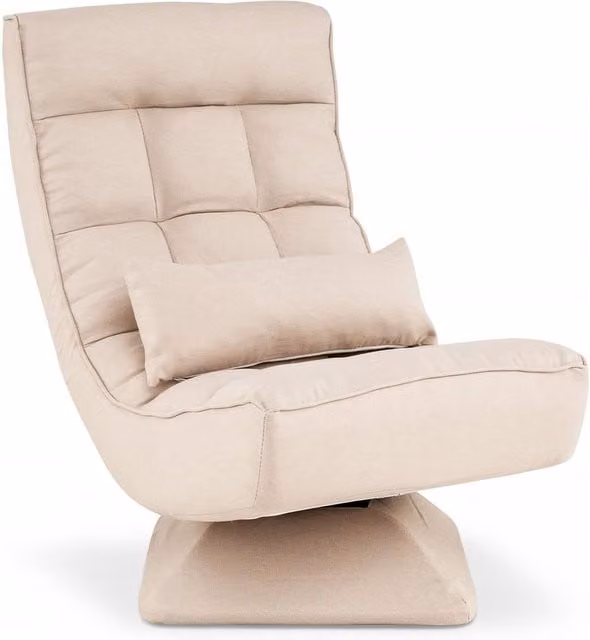 Costway 4-Position Adjustable Floor Lounge Chair with 360 Degree Swivel Base in Beige – 1