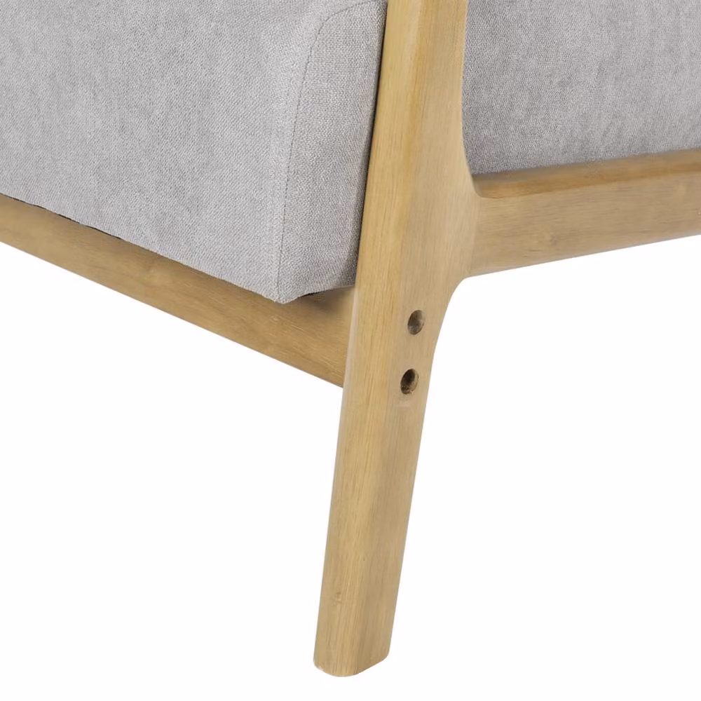 Garden Sanctuary Classic Upholstered Tufted Armchair with Solid Wooden Frame in Light Grey – 3