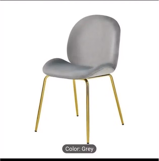 KORVIXA Set of 2 Mid-Century Modern Velvet Dining Chairs in Grey with Gold Accents