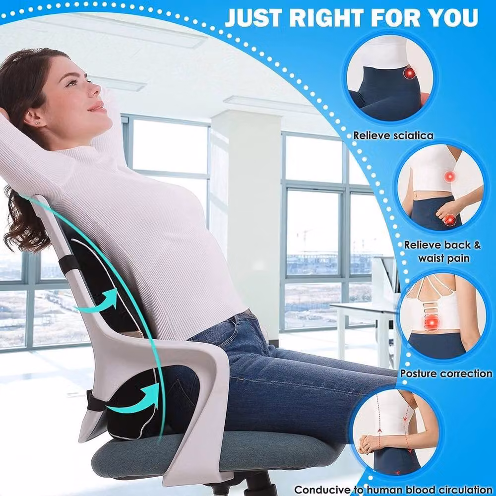 NESTLUNE Memory Foam Lumbar Support Back and Seat Cushion in Black, W/D/H: 190 x 100 x 1 cm – 5