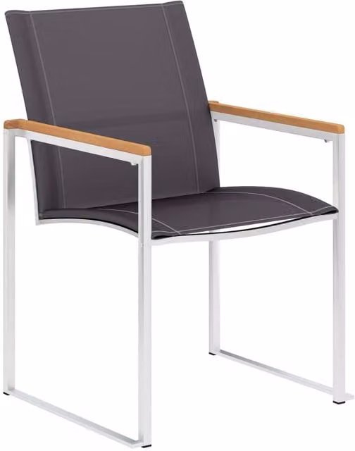 Berkfield Home Set of 4 Grey Garden Chairs in Textilene and Stainless Steel – 1
