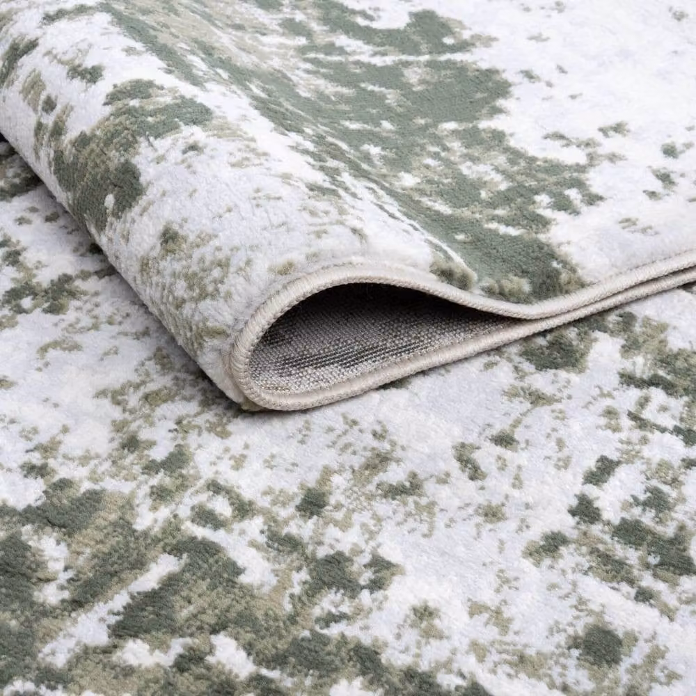 THE RUGS Elaris Stain Resistant Abstract Area Rug in Green and Light Grey, W: 160 cm, D: 230 cm – 6