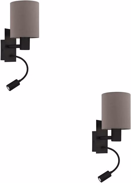 Loops 2 Pack Modern Black Metal Wall Lights for Living Room, Hallway or Bedroom