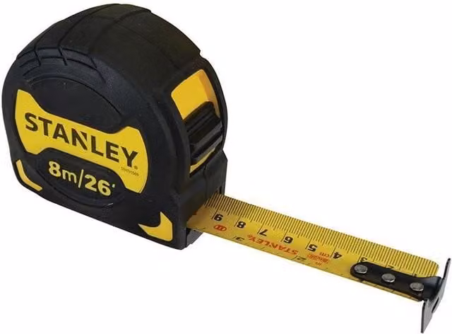 Stanley Grip Pocket Tape Measure in Black, Red and Yellow