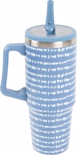 Nitro Blue Stainless Steel Tumbler with Flip Straw