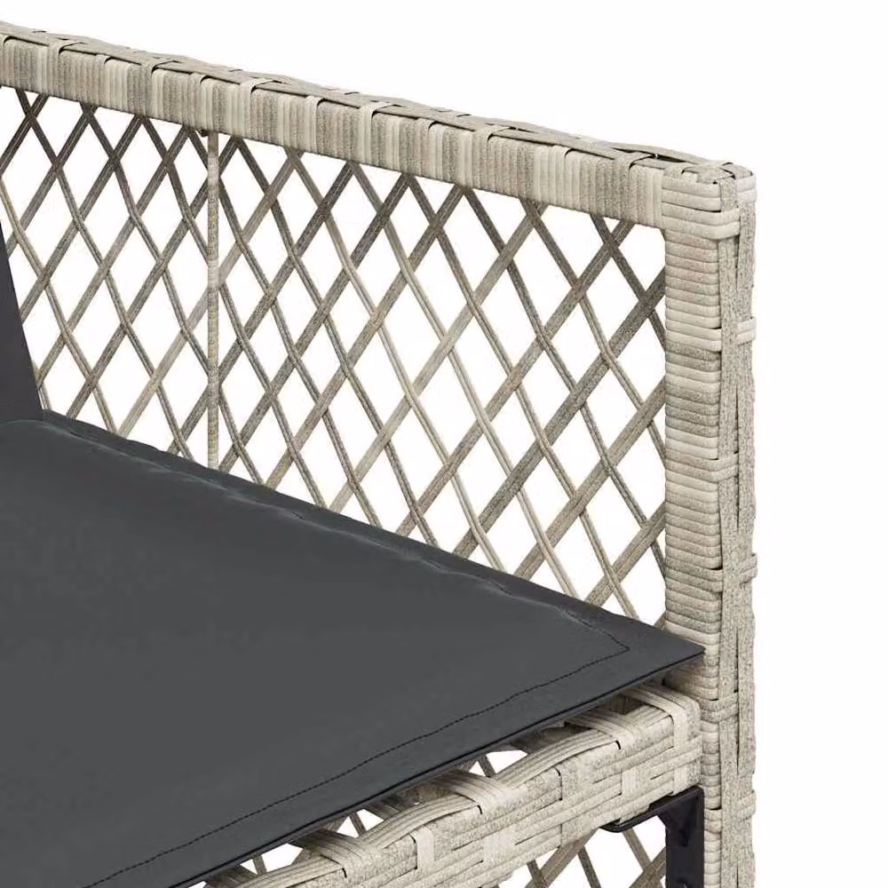 Berkfield Home 9 Piece Garden Dining Set with Light Grey Poly Rattan and Cushions – 4