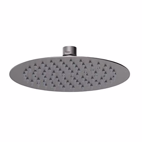 nuie A7082 Arvan Modern Round Fixed Overhead Bathroom Shower Head, Diameter: 200 mm, Brushed Pewter