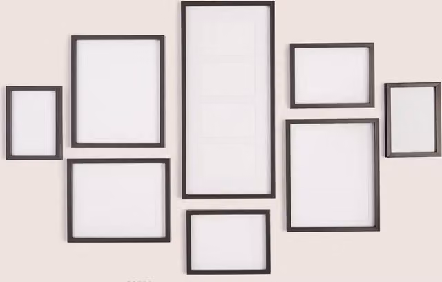 M&S Set of 8 Black Rectangular Modern Hanging Gallery Frames