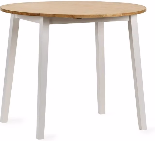 Cheshire Premium Linwood 90cm Round Drop Leaf Dining Table in White and Multicolour