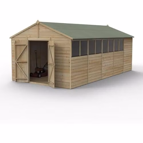 Forest Garden Apex Wooden Shed with 8 Windows and 2 Doors in Brown
