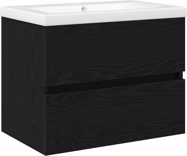 Berkfield Home Sink Cabinet with Built-in Basin in Black Oak Engineered Wood