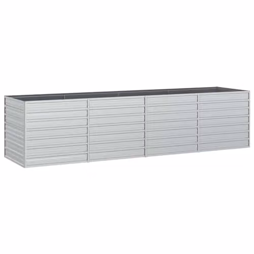 vidaXL Galvanised Steel Raised Garden Bed, Silver, W: 320 cm, D: 80 cm, H: 77 cm