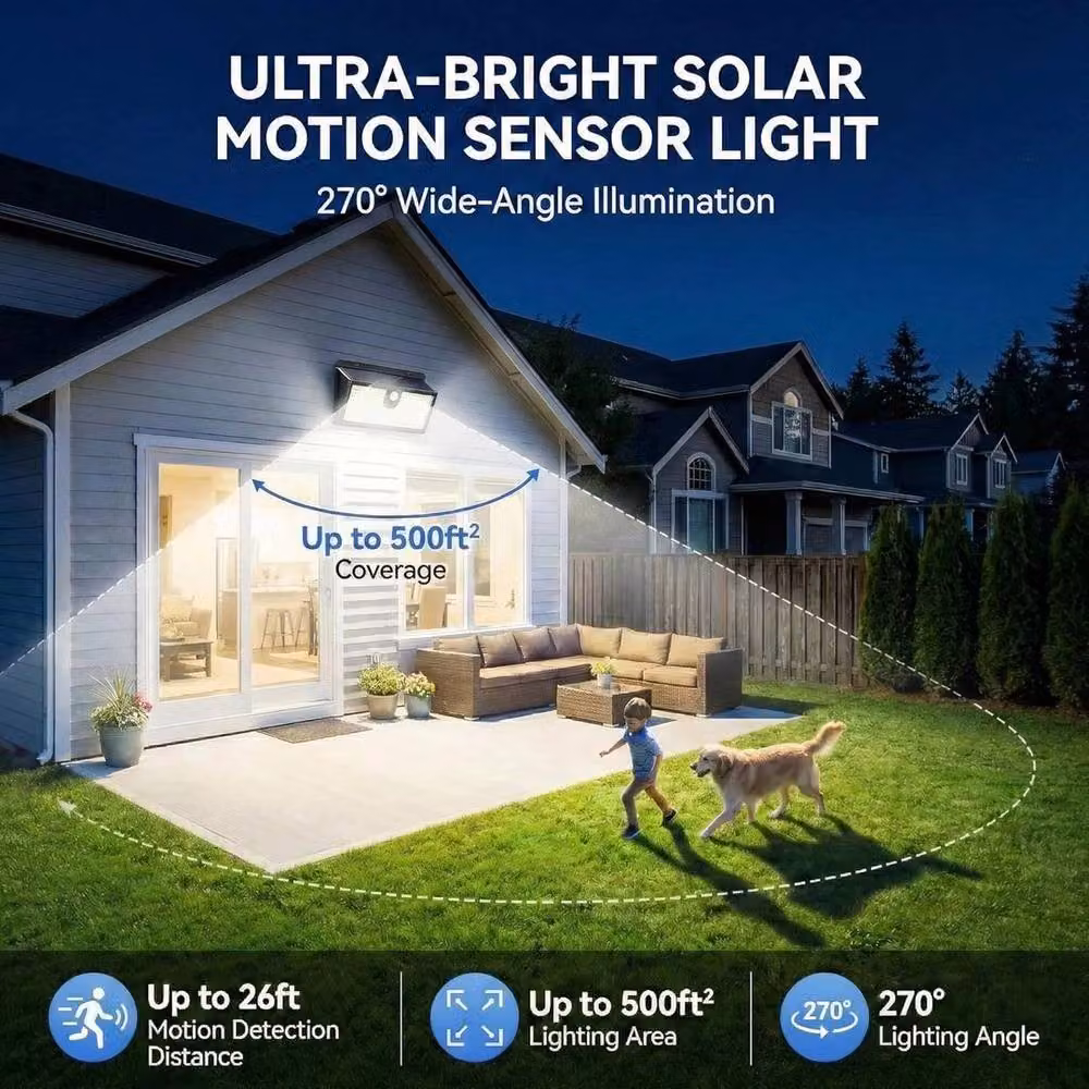 SPETLEK Solar Power Wall Light with 452 LEDs, 2 Pack, Black – 4