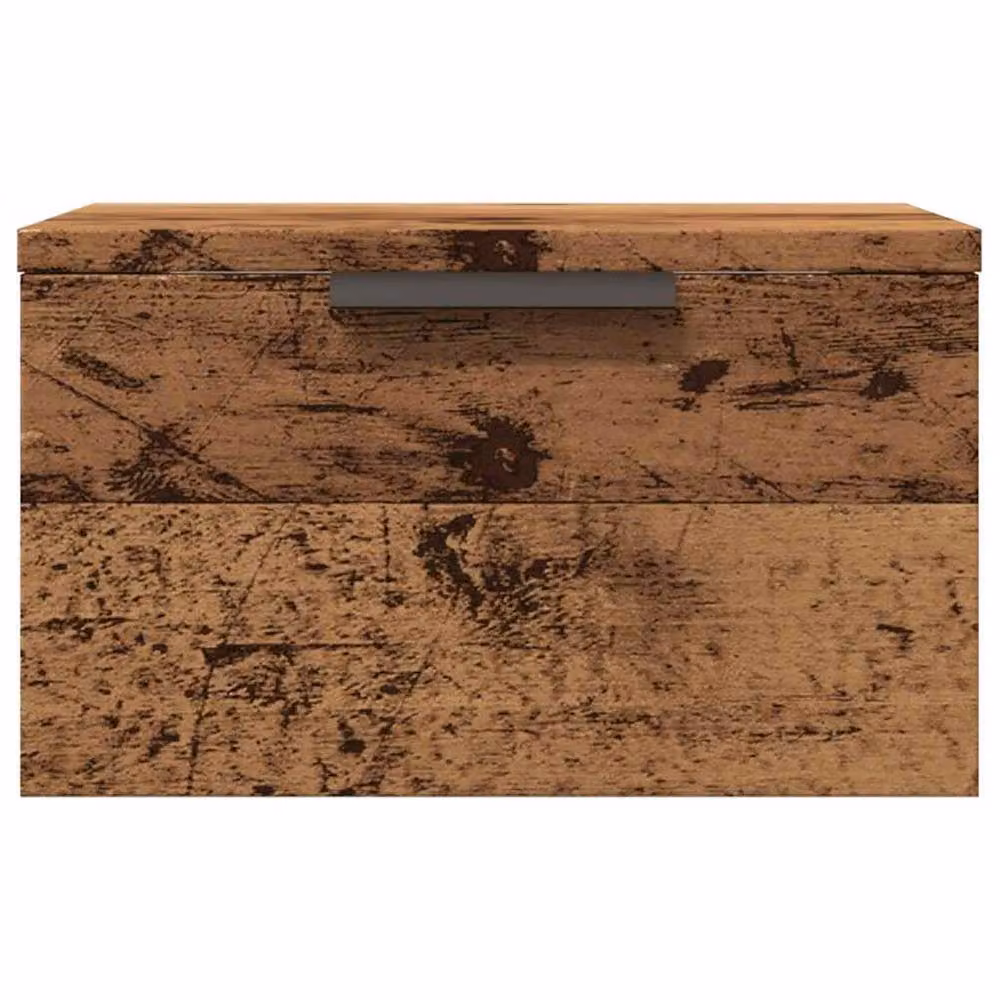Berkfield Home Wall-mounted Bedside Cabinet in Brown Old Wood, W: 34 cm, D: 30 cm, H: 20 cm – 4