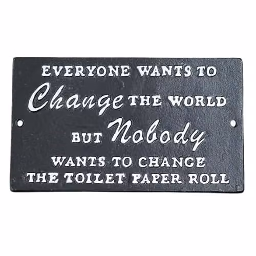 Gifts Direct 2 U Metal Wall Sign Change The World in Black and White, W/H: 21 x 12 cm