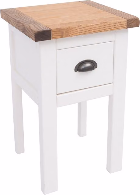 Cabinet Bits Lovere 1 Drawer Bedside Table in Off White with Antique Brass Cup Handle