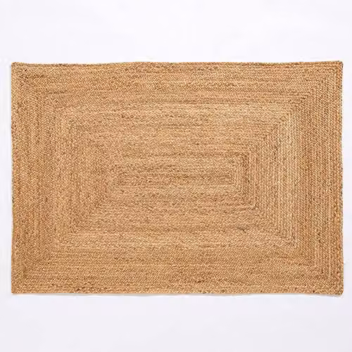 NATURELLE Stockport Natural Handbraided Jute Rug, Beige, W: 80 cm, D: 150 cm