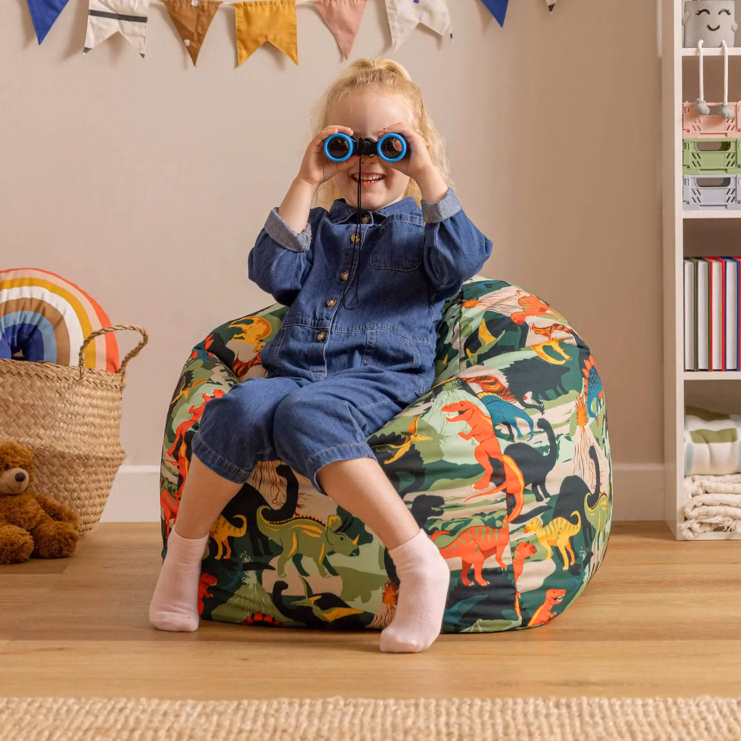 ICON Green and Multicolour Dinosaur Kids Bean Bag Chair – 2