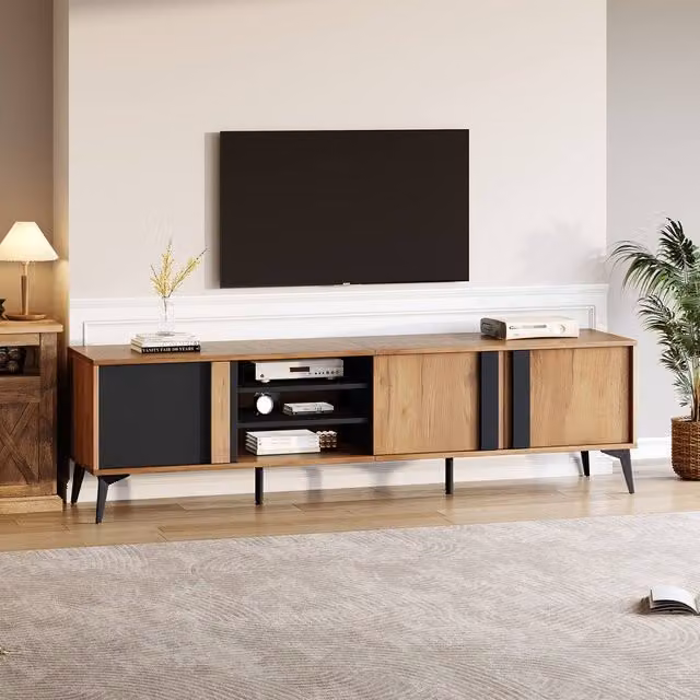 Merax Industrial TV Stand and Media Unit Console Table in Brown and Black