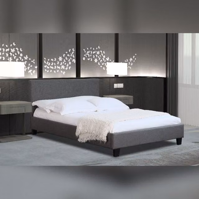 Comfy Living Ltd Modern Upholstered Fabric Bedframe in Grey, W/D/H: 120 x 200 cm – 1