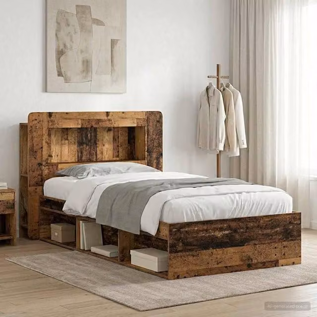 Berkfield Home Modern Bed Frame with Storage Drawers in Brown, W/D/H: 100 x 200 cm – 1