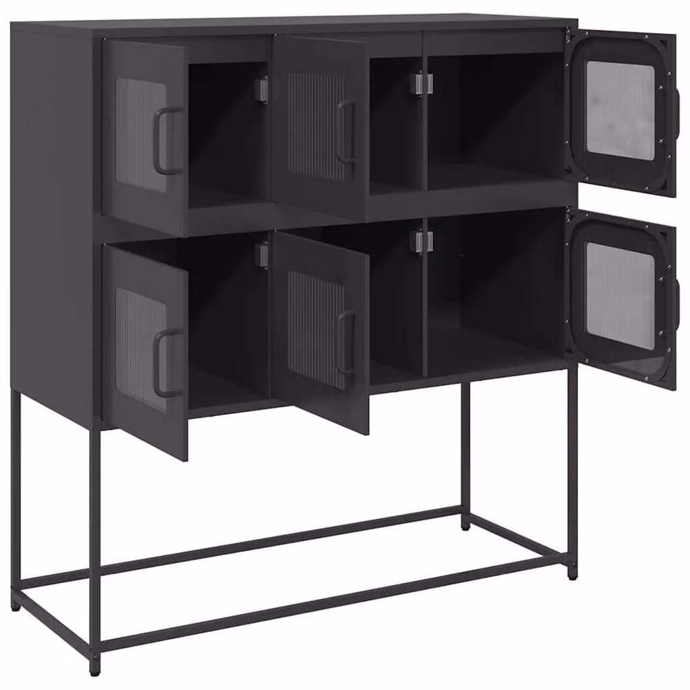 Berkfield Home Black Matt Metal Sideboard W/D/H: 100.5 x 39 x 107 cm – 3