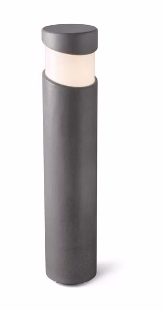 Netlighting Block Outdoor Bollard Light in Grey Concrete with Glass and E27 Socket