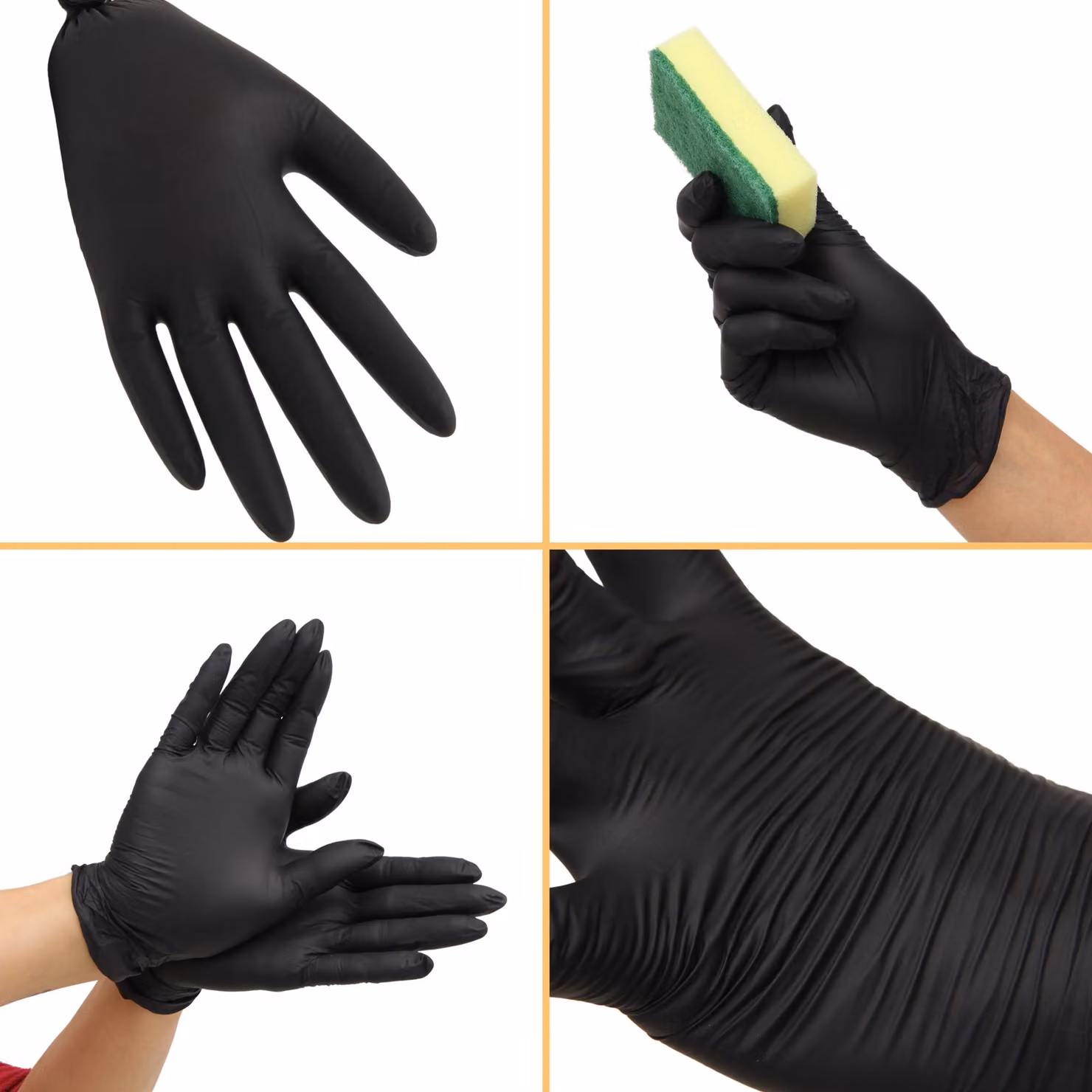 Novecrafto Disposable Nitrile Gloves, Black, Small, 2 Boxes of 100 Gloves Each, Powder and Latex Free – 6