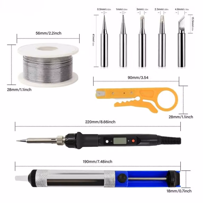 VOGREX 80W Digital Adjustable Temperature Soldering Iron Kit in Black