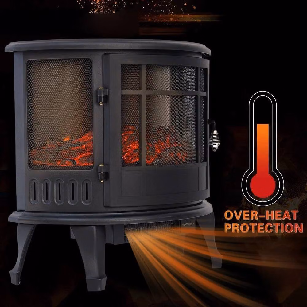 FORGEVIO Electric Log Burning Fireplace Heater in Black, W: 1000 cm, H: 56 cm, D: 52 cm – 6