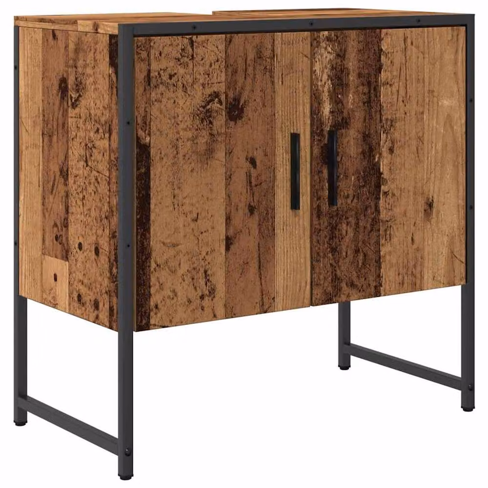 Berkfield Home Sturdy Bathroom Sink Cabinet in Brown Old Wood, W/D/H: 60 x 33 x 60 cm – 3