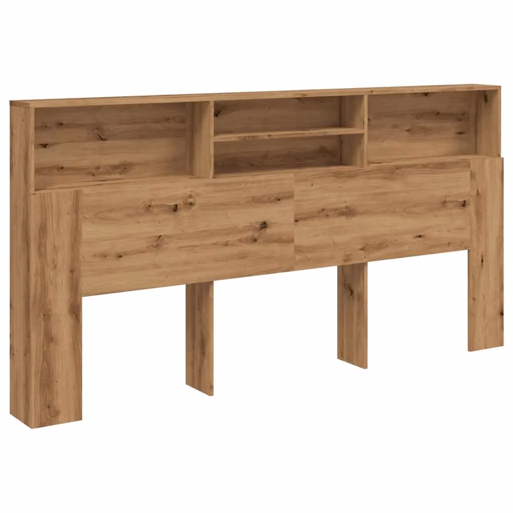 Berkfield Home Artisan Oak Headboard Cabinet in Brown, W/D/H: 200 x 19 x 103.5 cm – 2