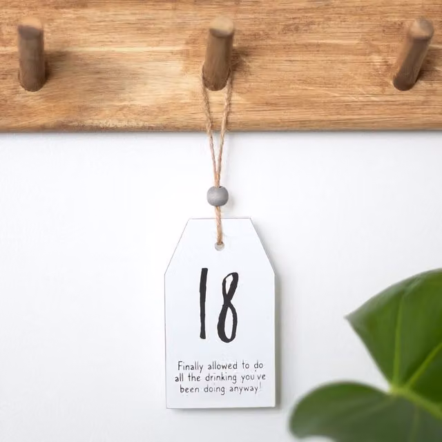 Kingsbury Gifts Small White Hanging Birthday Sentiment Tag, 5.5 cm