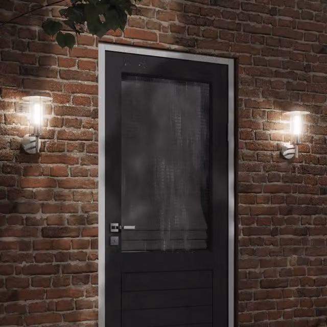 Berkfield Home Set of 2 Silver Stainless Steel Modern Outdoor Wall Lights – 1