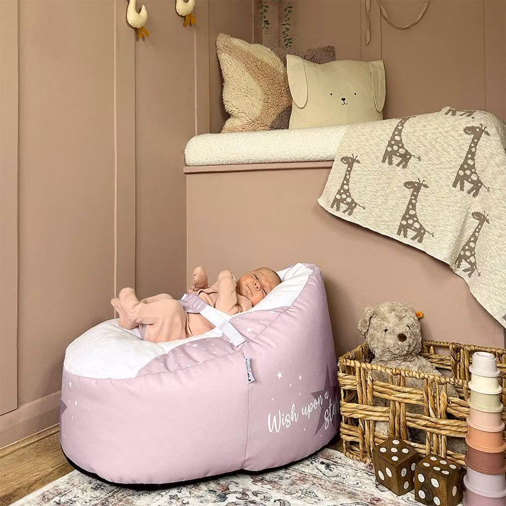 rucomfy Wish Upon a Star Gaga Baby Bean Bag in Baby Pink with Floral Design and Removable Water Repellent Cover – 2