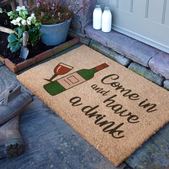 Artsy Mats Come In & Have A Drink Doormat in Brown, W/D: 90 x 60 cm