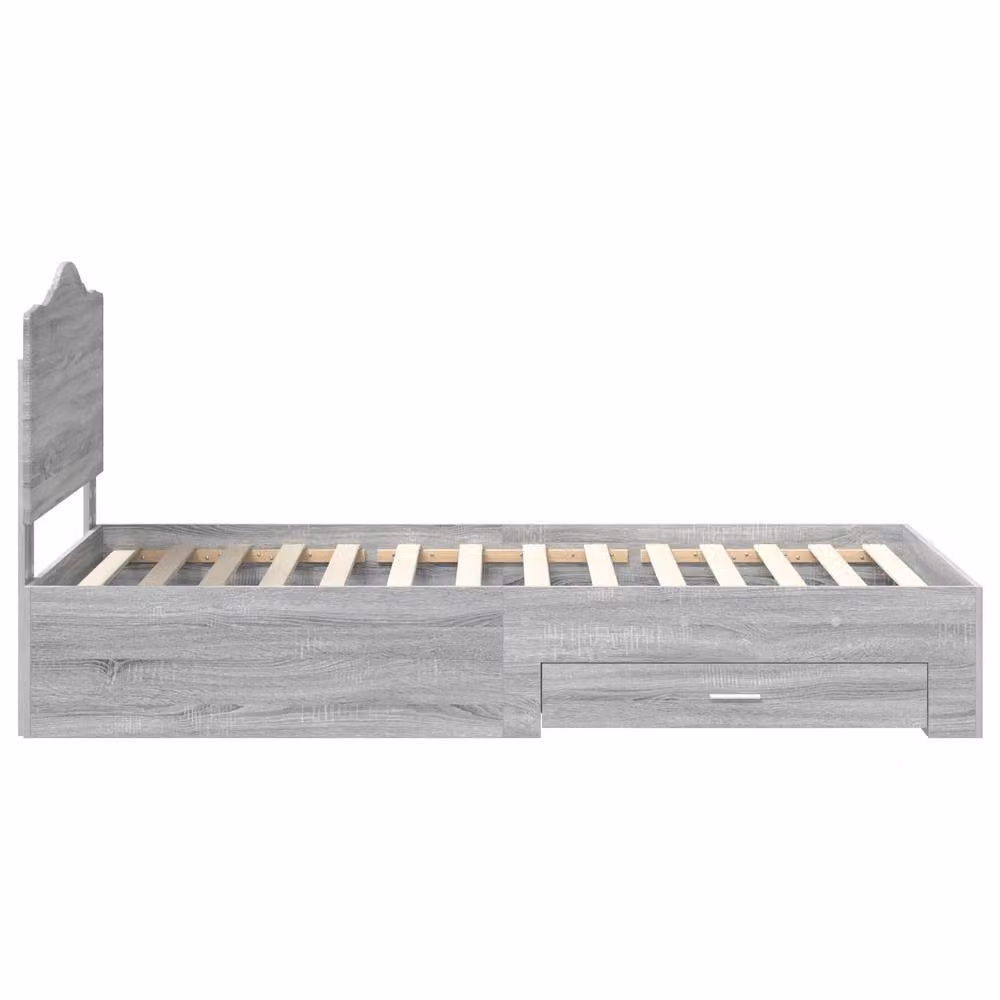 Berkfield Home Grey Sonoma Bed Frame with Drawer, Engineered Wood, W/D/H: 90 x 190 x 32 cm – 2