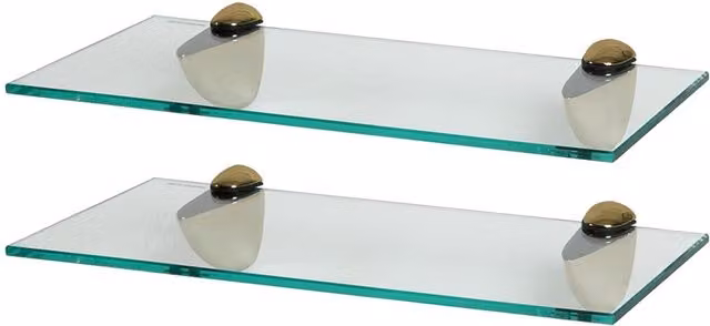 Harbour Housewares Gold Floating Glass Wall Mounted Shelf, Width: 40 cm