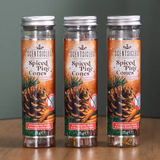 Samuel Alexander Spiced Pine Cones Scented Christmas Scentsicles Hanging Ornaments, 3 Packs of 25g