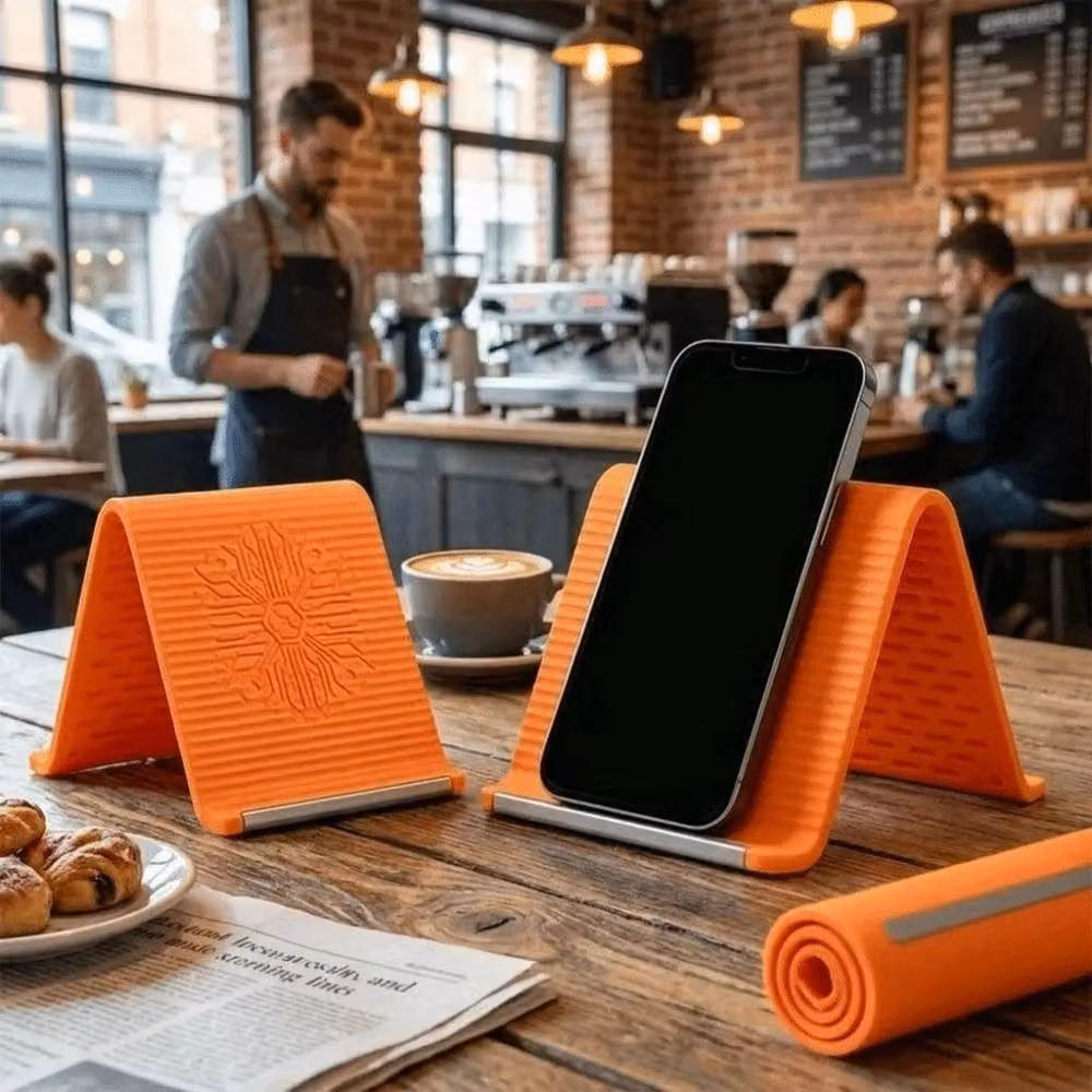 SPETLEK Adjustable Foldable Silicone Phone Holder in Orange – 2
