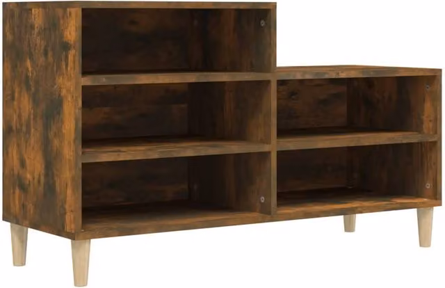 Berkfield Home Smoked Oak Shoe Cabinet in Brown, W/D/H: 102 x 36 x 60 cm