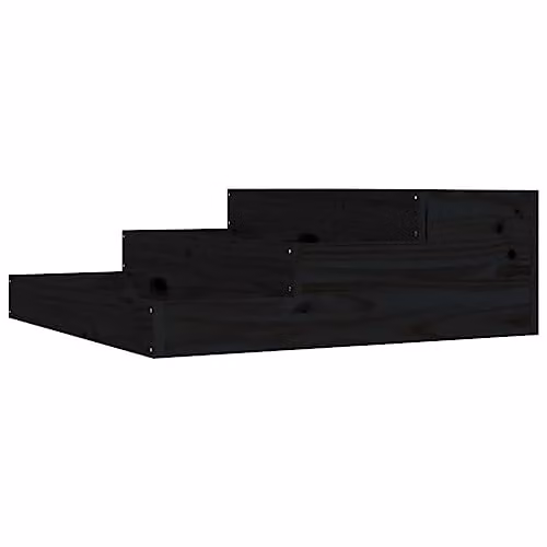 vidaXL Black Solid Wood Pine Planter Tub W: 78 cm, D: 78 cm, H: 27 cm – 1