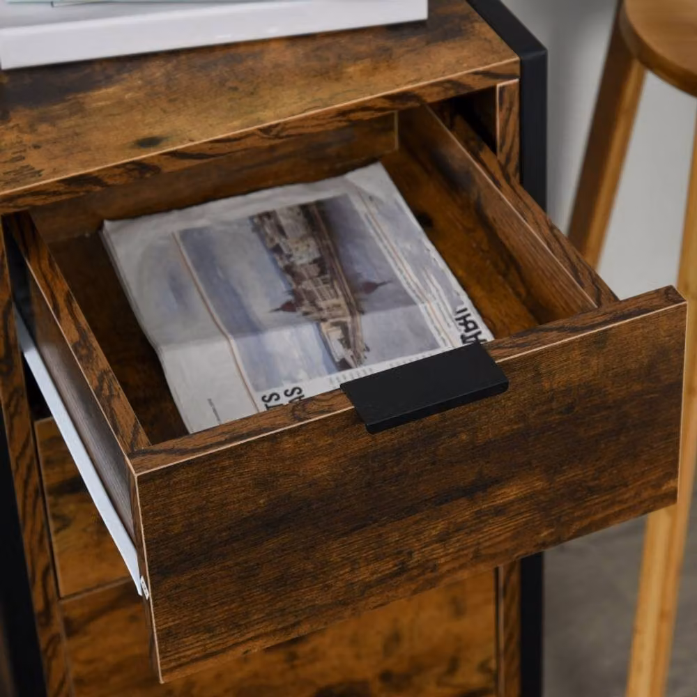 STILVORA Industrial Chest of Drawers with Metal Frame in Rustic Brown – 6