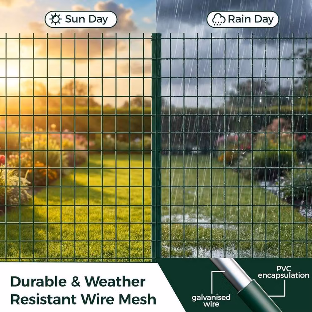 SPETLEK Green PVC Coated Galvanised Steel Wire Garden Fence Roll, Height: 120 cm, Length: 102 m – 4