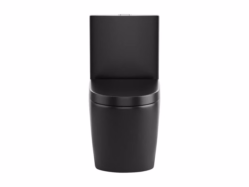 Vente-unique NAGILAM Matt Black Ceramic Floor-Standing WC with Soft-Close Seat and Horizontal Outlet, H: 78.5 cm, W: 35.0 cm, D: 69.0 cm – 2