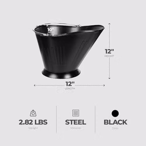 Panacea Open Hearth Coal Hod in Black, W/D/H: 38.5 x 24.4 x 22.5 cm – 3