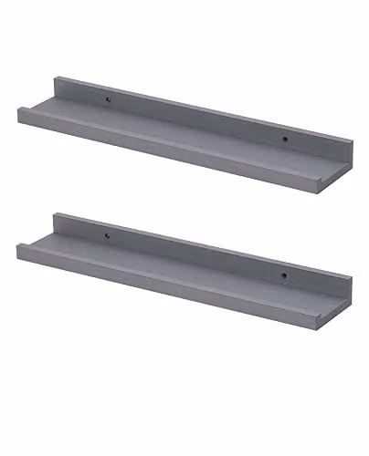 SPOT ON DEALZ Set of 2 Grey Wooden Floating Shelves, W: 80 cm – 1