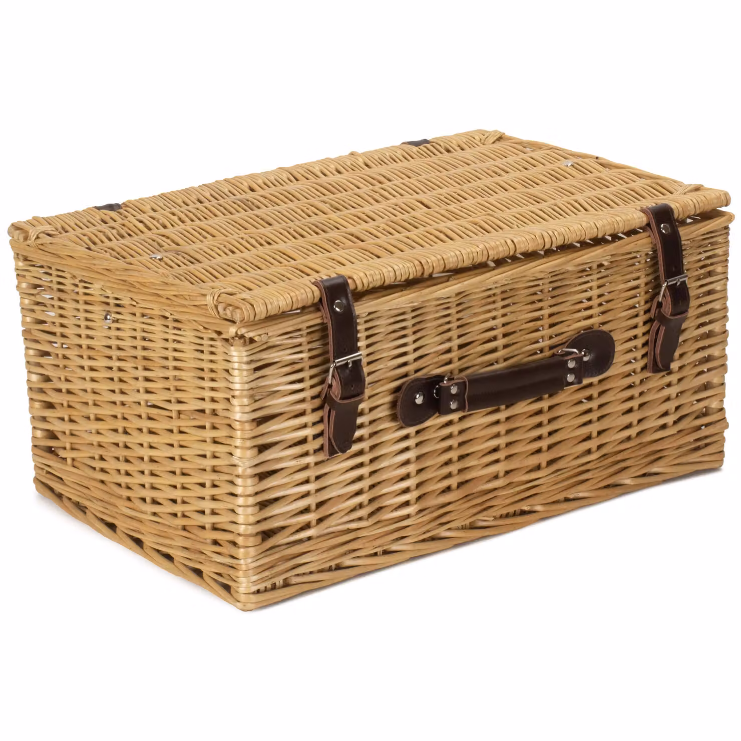 Red Hamper Wicker Picnic Basket in Light Brown and Red, W/D/H: 51 x 34 x 24 cm – 2